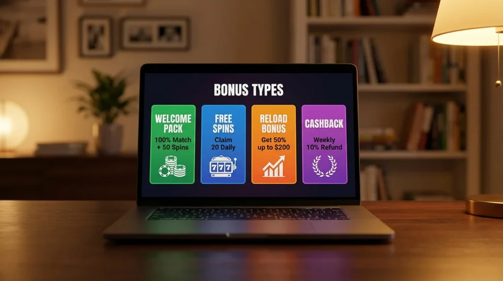 Types of bonuses available at UK online casinos